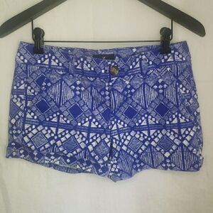 VTG American Eagle Shorts Women's Size 4 Cuffed Midi Stretch Blue Diamond Print